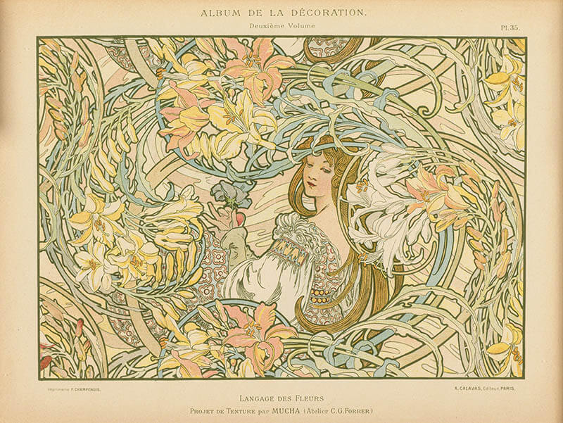 書籍『装飾アルバム』より「花言葉」（pl.35）1900年　リトグラフ／紙　チマル・コレクション


