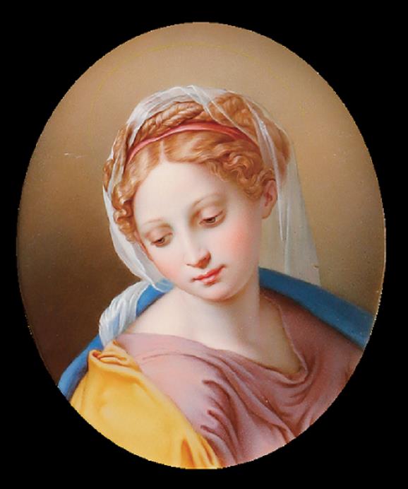 マイセン〉

「ベールの女性」

画面寸法：縦15cm 横12cm

19世紀後半頃