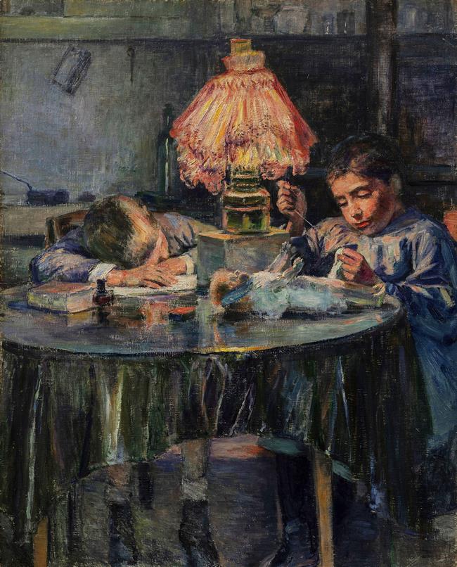 黒田清輝《洋燈と二児童》
1891年（明治24年）