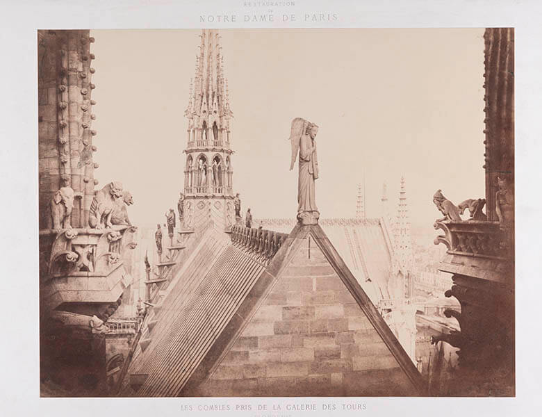 塔の回廊から眺めるノートルダム大聖堂の屋根　1859年　シャルル・マルヴィル(1813-1879)　鶏卵紙

