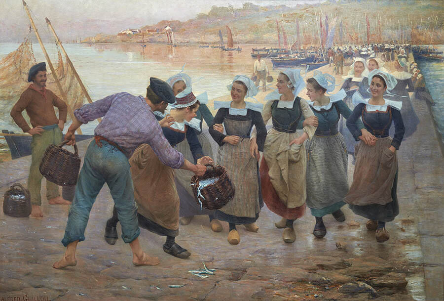 アルフレッド・ギユ《コンカルノーの鰯加工場で働く娘たち》1896年頃
油彩／カンヴァス　カンペール美術館
Collection du musée des beaux-arts de Quimper, France

