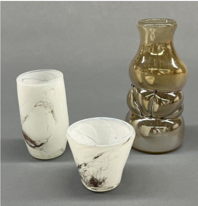 Kindai Glass Unit
左から
「銅線柄グラス」
（径6×高さ12cm）（径9×高さ8cm）
「雲の花器」（径9×高さ18cm）
