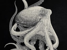 切り剣Masayo(切り絵創作家 福田理代) 「Octopus/海蛸子」 (切り絵、縦74.5×横57.5cm)