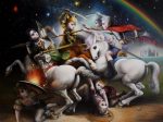 願いごとを言ってごらん (レオナルド・ダ・ヴィンチ《アンギアーリの戦い》に基づく) 2023　油彩、キャンバス 162×194cm
