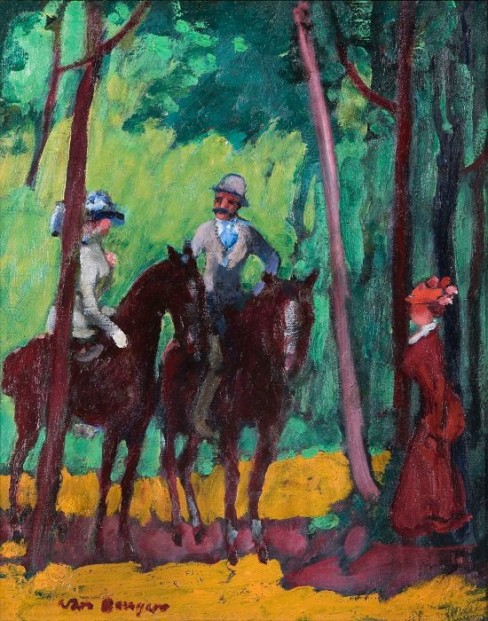 キース・ヴァン=ドンゲン 「森の中の騎手たち / Cavaliers dans les bois」 1950年頃 油彩、キャンバス　41×33cm