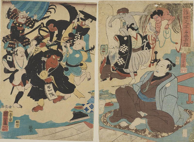 《浮世又平名画奇特》、歌川国芳画、嘉永6年（1853）、神戸女子大学古典芸能研究センター蔵

