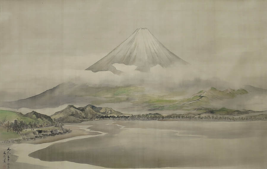 谷文晁　富士山図　1812（文化9）年　絹本墨画淡彩　一幅　68.3×106.6　たばこと塩の博物館

