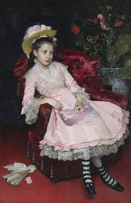 ライムンド・マドラーソ・イ・ガレッタ《ピンク色のドレスを着た少女の肖像》油彩、カンヴァス　151×100cm　
©Museum of John Paul II and Primate Wyszyński

