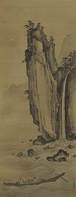 谷文晁　前赤壁図　1826（文政9）年　絹本墨画淡彩　一幅　107.0×41.8　足立区立郷土博物館

