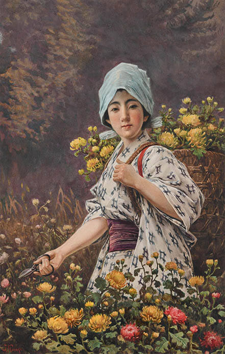 笠木次郎吉《花を摘む少女》1897～1912年

