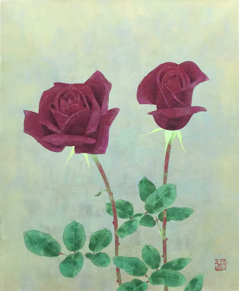 山口 華楊 「薔 薇」 45.4×37.1㎝

