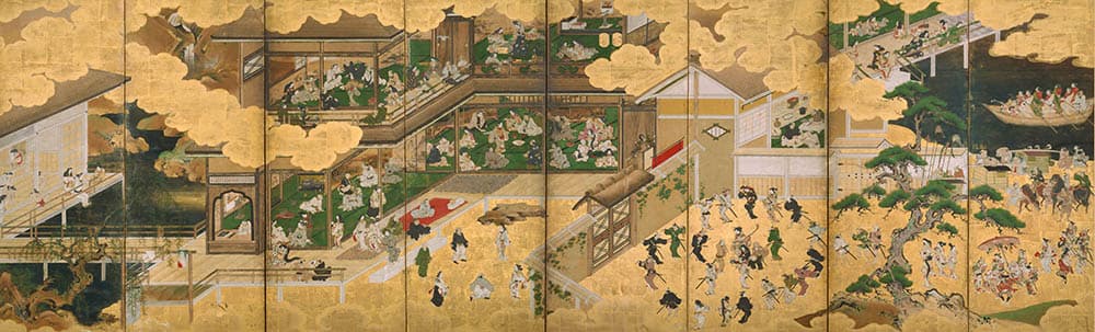 重要文化財　遊楽図屛風（相応寺屛風）八曲一双のうち左隻　江戸時代　17世紀　徳川美術館蔵

