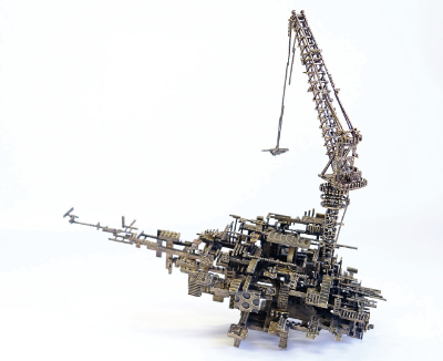 【クレーン】
「under construction-tower crane2-」
  W27.5×D13.5×H26cm
  真鍮