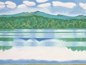 山口蓬春《山湖》昭和22年(1947) 第3回日展　松岡美術館蔵