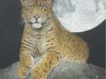 「月下に満ちるジャガー」 (和紙・岩絵の具、日本画、40号S)