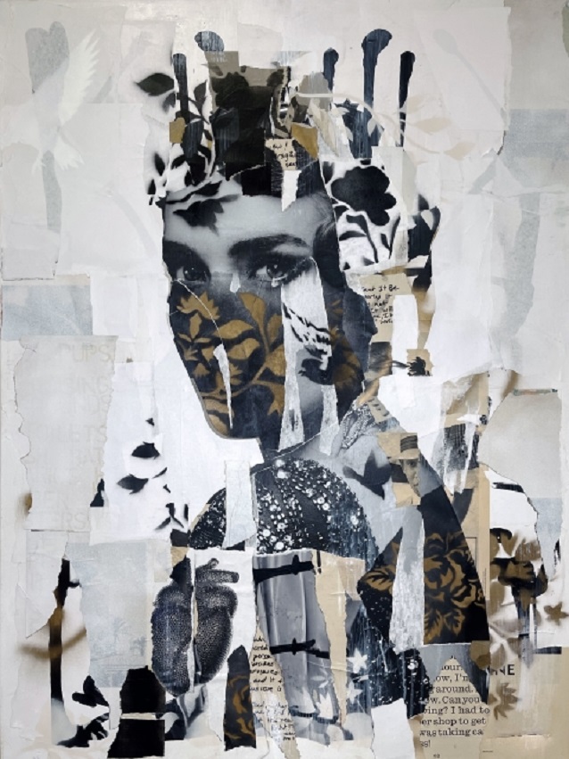 ジェフ・スティーブンス Jeff Stevens, Empire, Mixed Media Collage on Canvas, 152.4 x 121.9cm, 2023