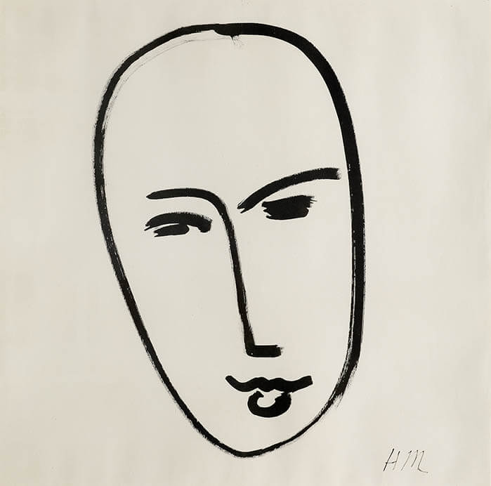 アンリ・マティス《大きな顔、仮面》1951年　筆と墨/紙　75×75cm　オルセー美術館蔵(ニース市マティス美術館寄託)
©Succession H. Matisse　Photo: François Fernandez

