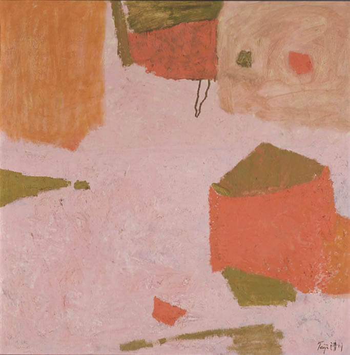 清川泰次《コーラルレッドの四角作品-62》1962年、世田谷美術館蔵

