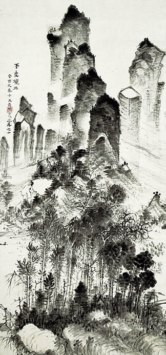 《半空煙雨図》浦上玉堂 文化10年（1813)


