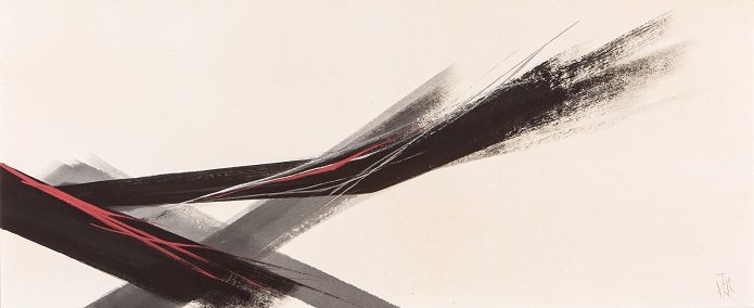 「風薫」

74×180cm

和紙に墨、朱、銀泥
