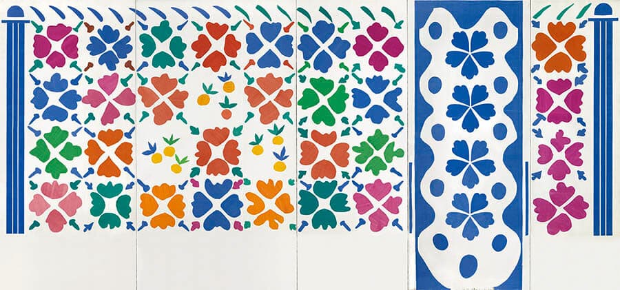 アンリ・マティス《花と果実》1952-1953 年　切り紙絵　410×870cm　ニース市マティス美術館蔵
©Succession H. Matisse　Photo: François Fernandez

