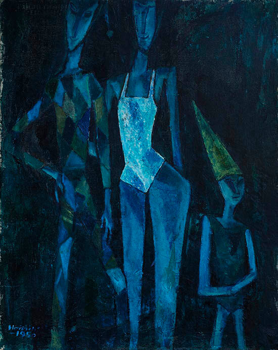 《青いサーカス一家》油彩・キャンヴァス　1950年
©Seiichi Horiuchi

