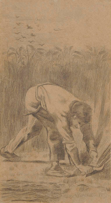 フィンセント・ファン・ゴッホ≪鎌で刈る人（ミレーによる）≫1880年頃