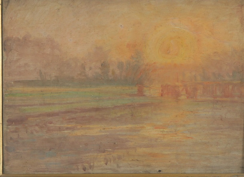 岡田三郎助《夕陽》1894 年頃(明治27年頃)
油彩・板、個人蔵
