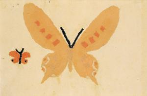 《蝶々》 1934(昭和9)年、貼絵、120×170mm　©Kiyoshi Yamashita / STEPeast 2023
