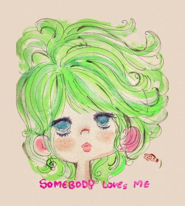 「Somebody Loves Me」版画　画寸29×25cm

