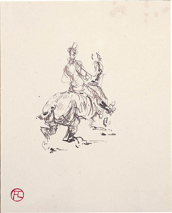 トゥールーズ=ロートレック《騎手》1879-81年　ペン、インク／紙　The Firos Collection