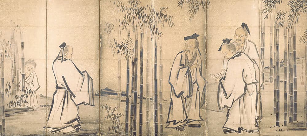 竹林七賢図屏風（右隻）　長谷川等伯筆　京都・両足院蔵　桃山時代　慶長12年（1607）　通期展示

