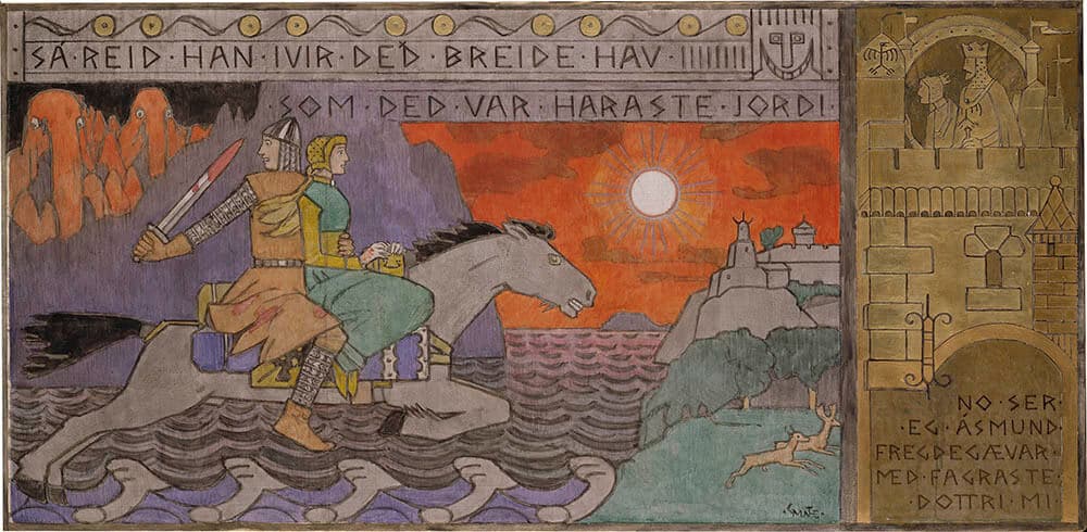 ガーラル・ムンテ《帰還するオースムンと姫》
1902-1904年、油彩・カンヴァス、62×126.5cm、ノルウェー国立美術館
Photo: Nasjonalmuseet / Jacques Lathion