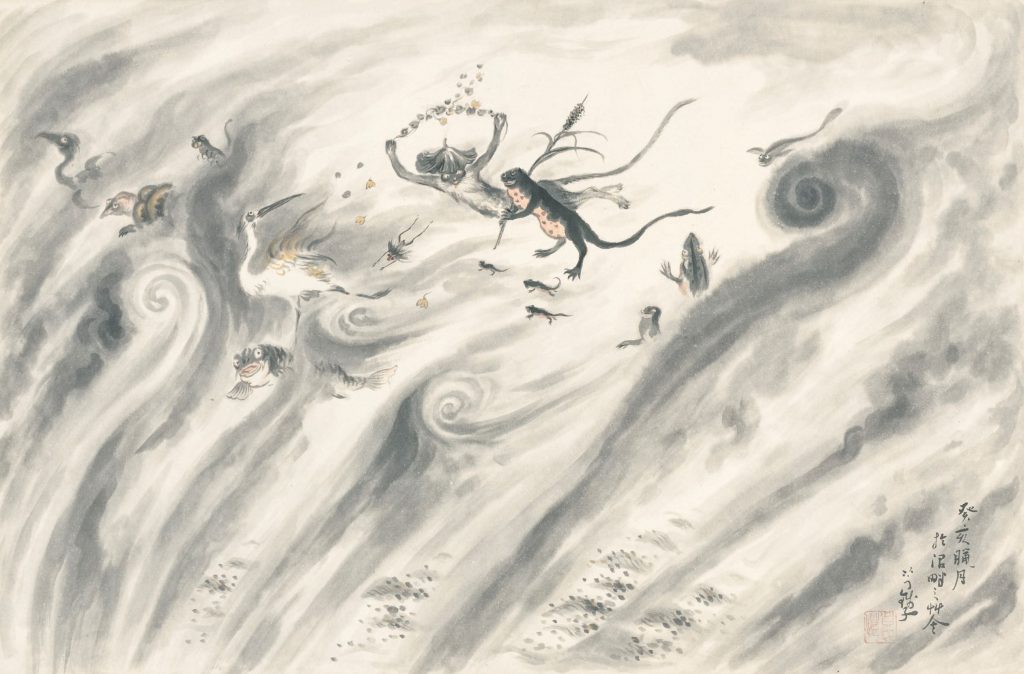 小川芋銭「水魅戯」大正12年(1923) 茨城県近代美術館蔵