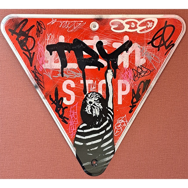 TRY/Road Sign Graffiti
stencil/spray,marker on steel plate
72.4×63.4
額装