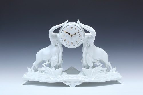 ローゼン タール 「白磁 二頭の山羊の置時計byシュリプシュタイン」 1927年 H39cm