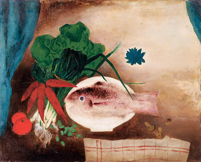 南城一夫《鯛の静物》1927年　油彩、カンヴァス　群馬県立近代美術館蔵

