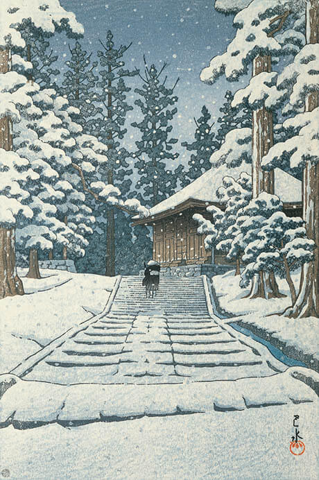 川瀬巴水《平泉金色堂》1957(昭和32)年 渡邊木版美術画舗蔵

