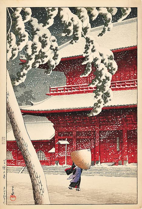 川瀬巴水《東京二十景 芝増上寺》大正14（1925）年　渡邊木版美術画舗蔵

