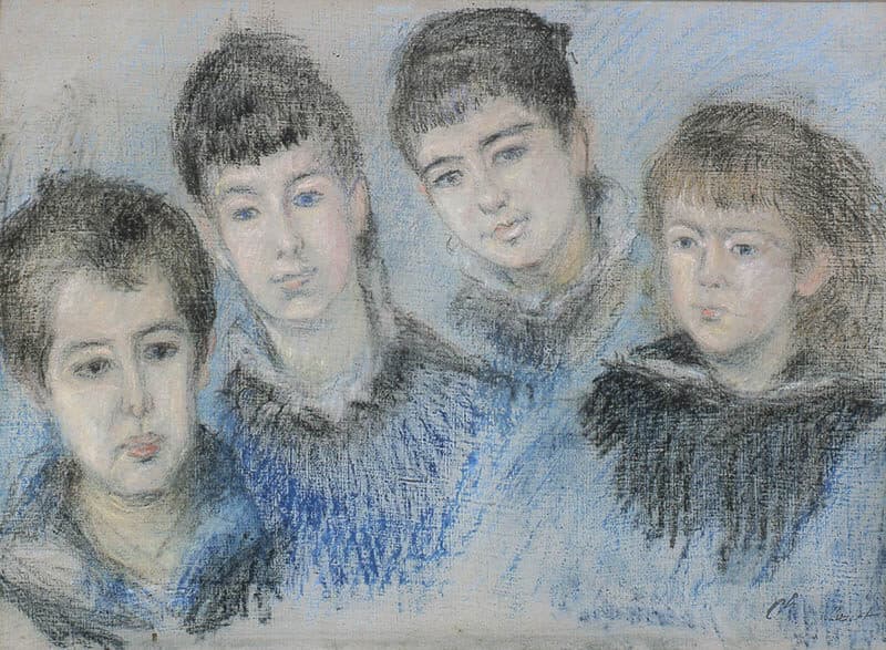 クロード・モネ≪オシュデ家の四人の子どもたち（ジャック、シュザンヌ、ブランシュ、ジェルメーヌ）≫1880年代初頭、山王美術館蔵

