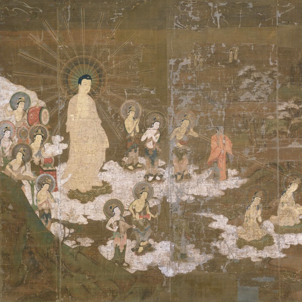 阿弥陀聖衆来迎図（部分）
鎌倉時代・14世紀
（2023年10月31日から展示）