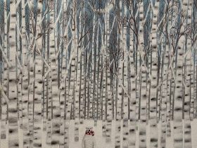 「白い森の迷い熊」 44 × 34 cm（イメージサイズ） ペン画