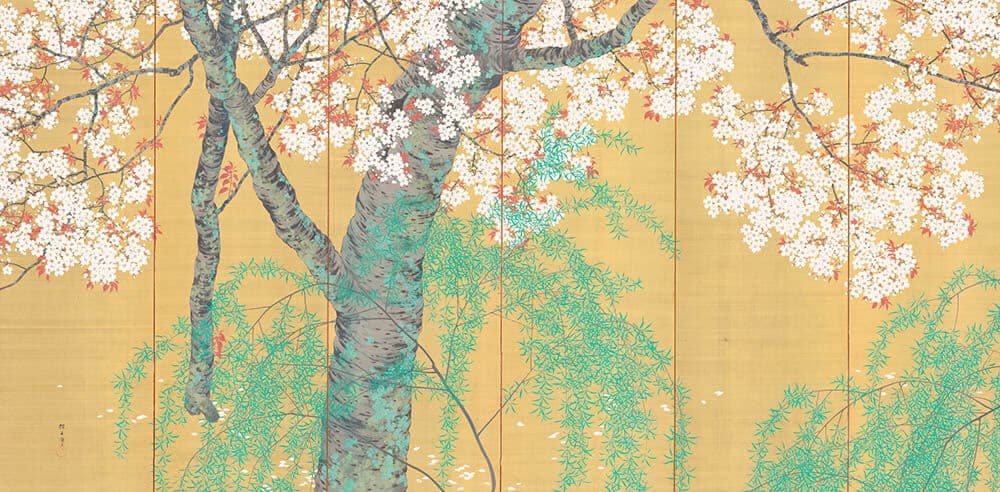 木島櫻谷《柳桜図》（左隻） 大正6年（1917）泉屋博古館東京