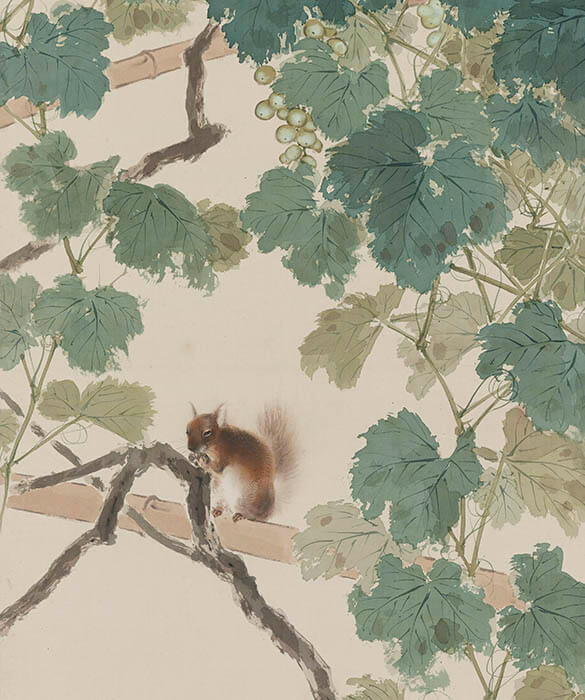 木島櫻谷《葡萄栗鼠》（部分）大正時代・20世紀　泉屋博古館東京

