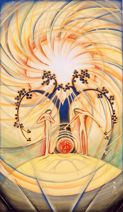 尾竹竹坡《月の潤い・太陽の熱・星の冷え》３幅（中央）　大正9年　宮城県美術館