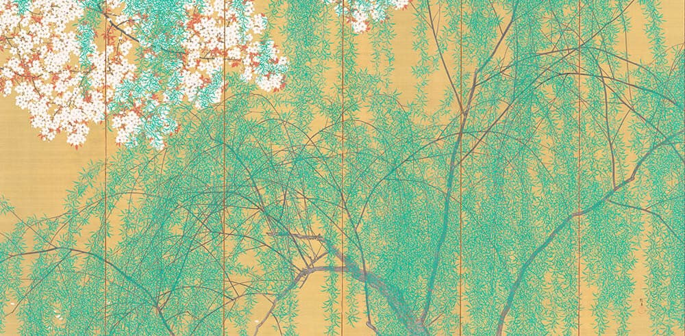 木島櫻谷《柳桜図》（右隻） 大正6年（1917）泉屋博古館東京