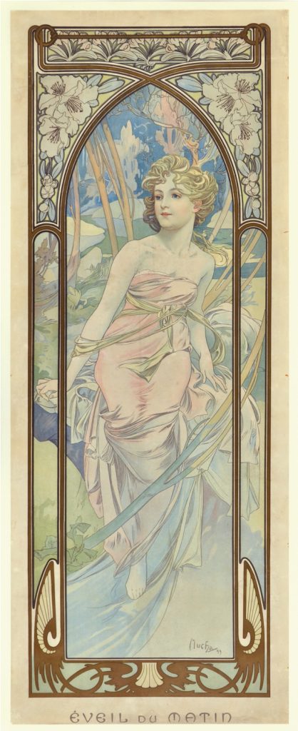 連作装飾パネル「一日：朝の目覚め」1899年、リトグラフ／紙