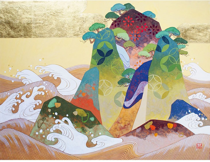 「海上松島図」 紙本・彩色 サイズ：P15号（50.0×65.2cm）