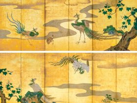 桐鳳凰図屛風　狩野探幽　六曲一双　江戸時代　17世紀　サントリー美術館