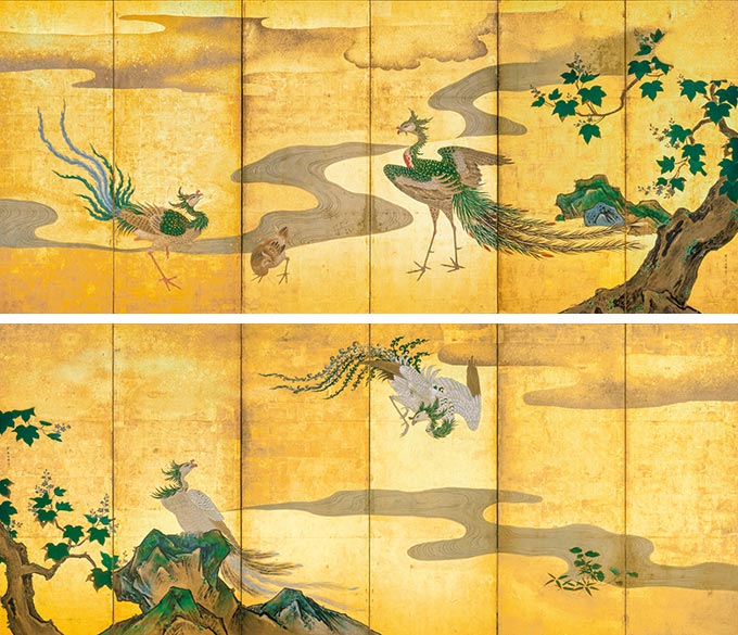 桐鳳凰図屛風　狩野探幽　六曲一双　江戸時代　17世紀　サントリー美術館